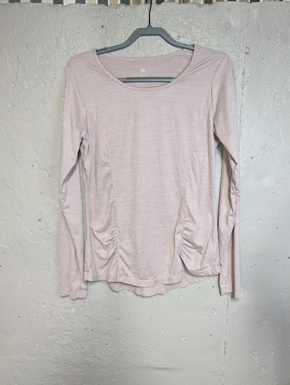 Gaiam Pink Heather Long Sleeve Ruched Top